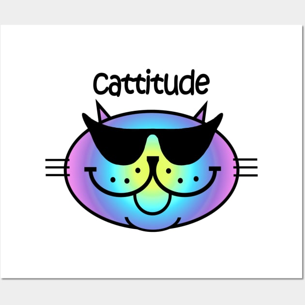 CATTITUDE 2 - Cool Rainbow Tones Wall Art by RawSunArt